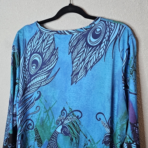 Lily by Firmiana Dress Tunic Top Womens Plus 4XL Blue Peacock Vibrant Blue Bird - Picture 8 of 12